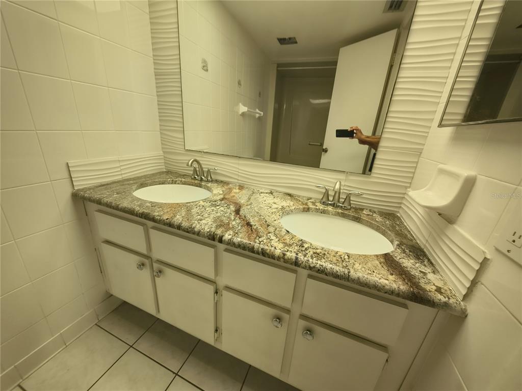 4518 Garnet Drive, Unit 202 New Port Richey, FL 34652 - Photo 27 of 66 a bathroom with a granite countertop sink and a mirror