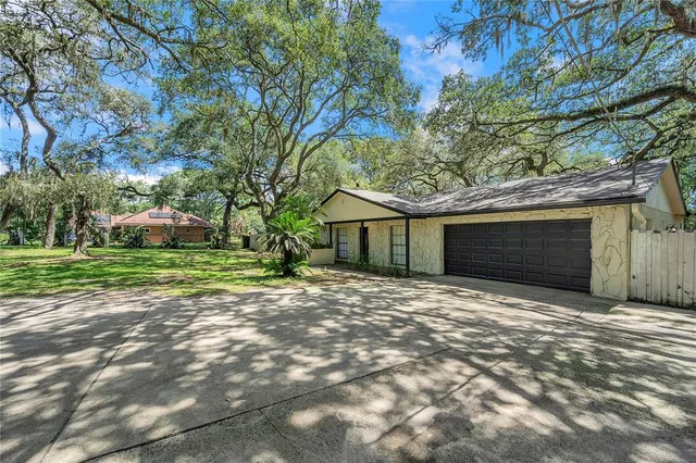a view of a house with a yard and tree
