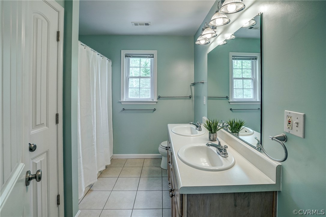 2855 Red Lane Road Powhatan, VA 23139 - Photo 29 of 42 a bathroom with a sink a toilet and mirror