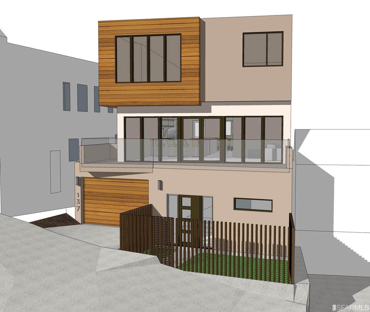 Rendering of exterior of property with submitted plans to build at 141 Milton. Currently a vacant lot.