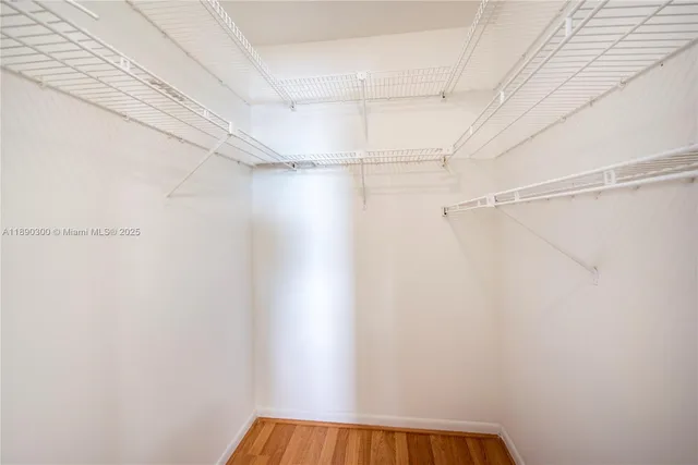 a view of a room with racks on the wall