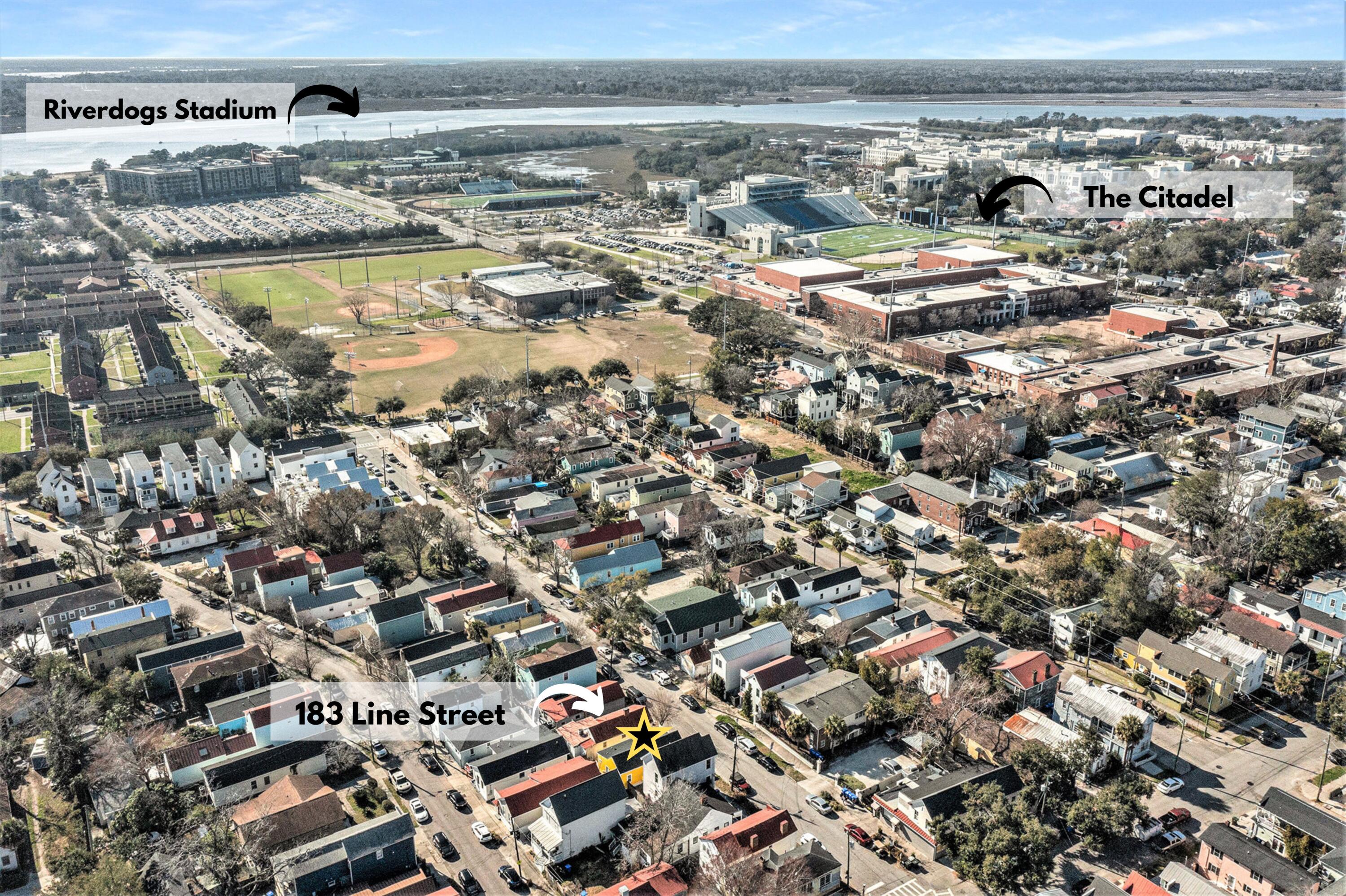 183 Line Street Charleston, SC 29403 - Photo 31 of 34 Aerial View of Home & City