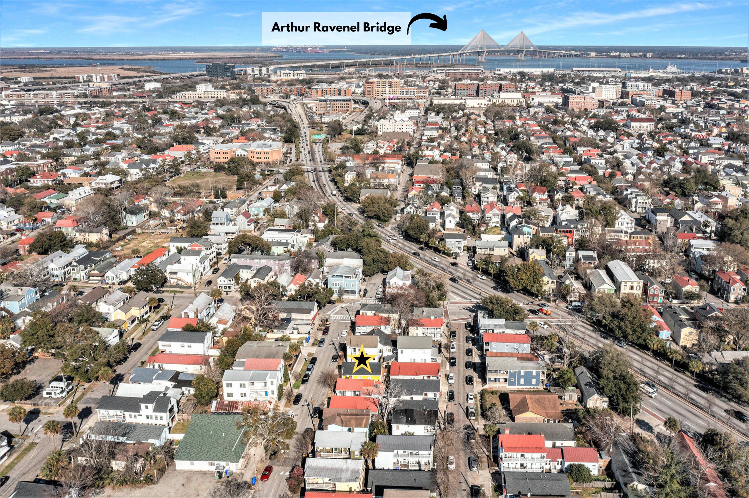 183 Line Street Charleston, SC 29403 - Photo 32 of 34 Aerial View of Home & City