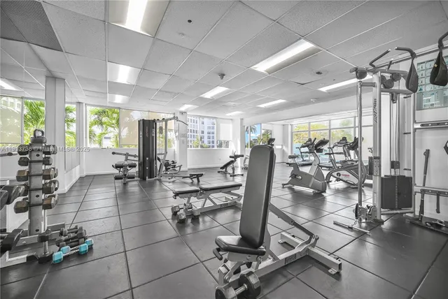 a view of a room with gym equipment