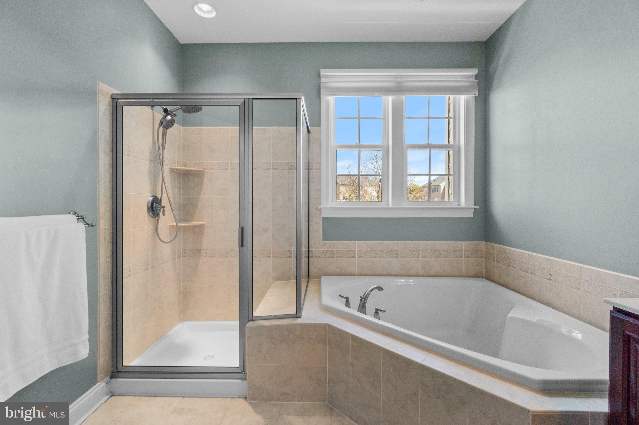 9644 Bothwell Lane Frederick, MD 21704 - Photo 29 of 68 Corner soaker tub and large walk in shower w/ seat