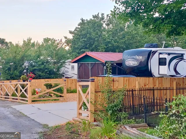 an outdoor space with garden view