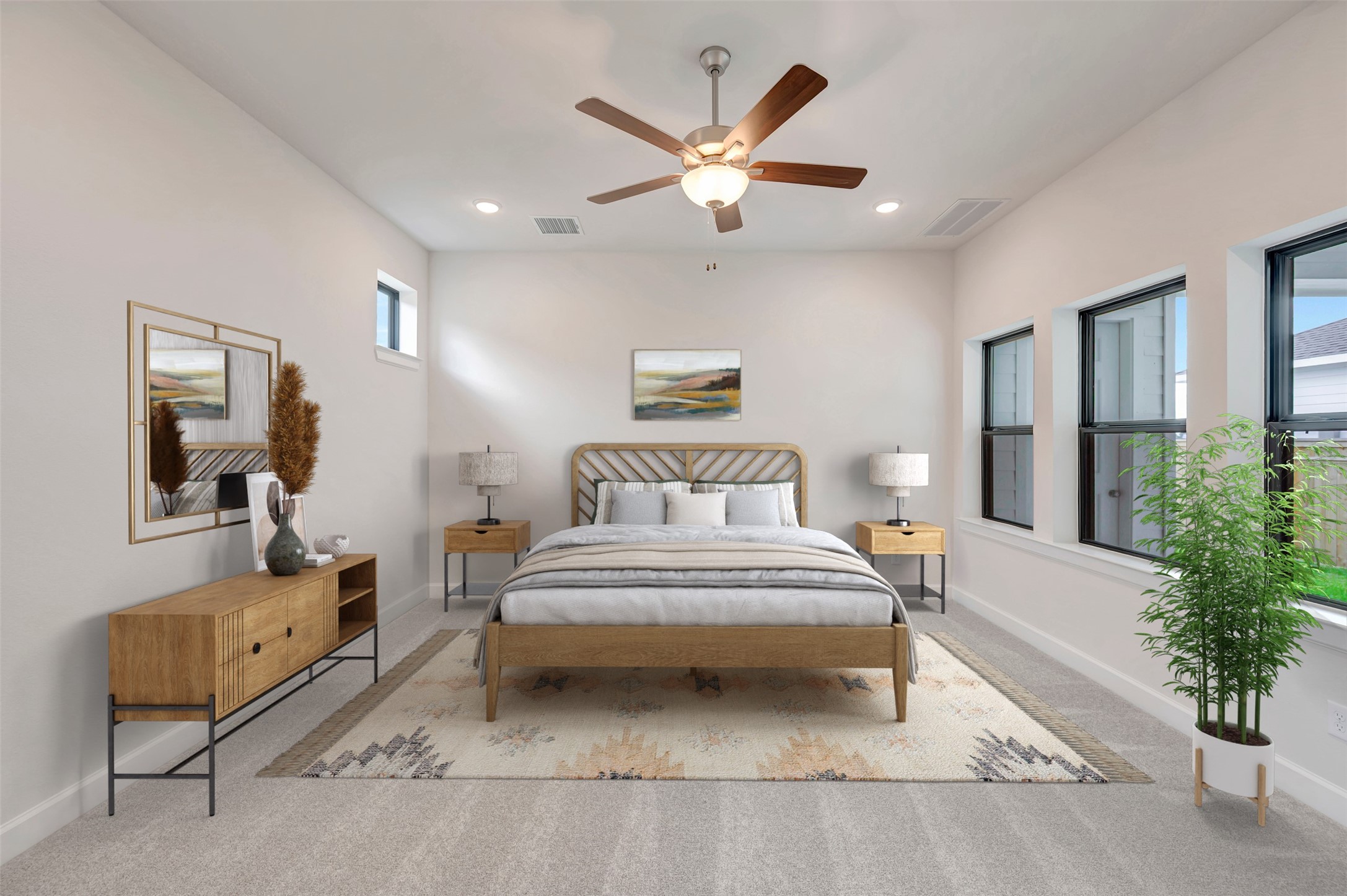 2718 Cottage Place Rosharon, TX 77583 - Photo 5 of 50 a spacious bedroom with a large bed and a chandelier