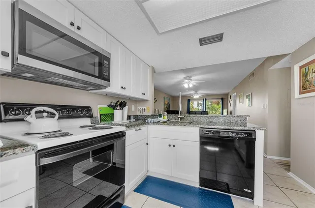 a kitchen with a sink a stove and cabinets