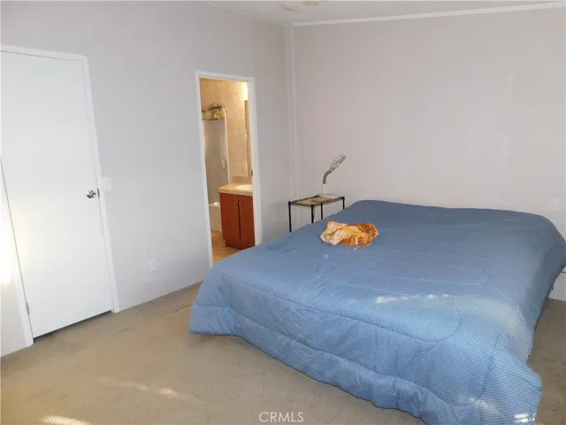 a bedroom with a bed and a dresser