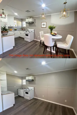 a kitchen with a stove and a refrigerator