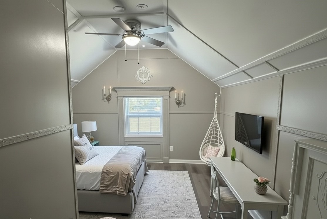 10534 Hufsmith Road Tomball, TX 77375 - Photo 21 of 34 a bedroom with a bed and a flat screen tv