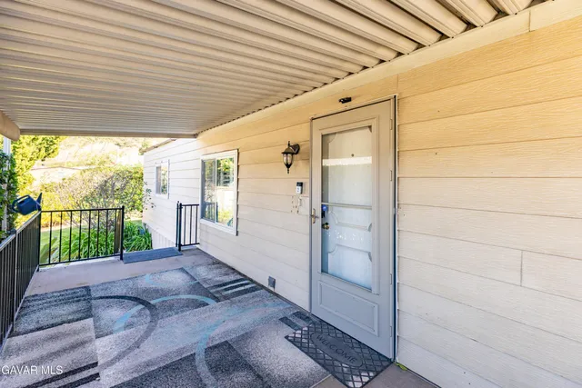 a view of a yard with plants and large trees