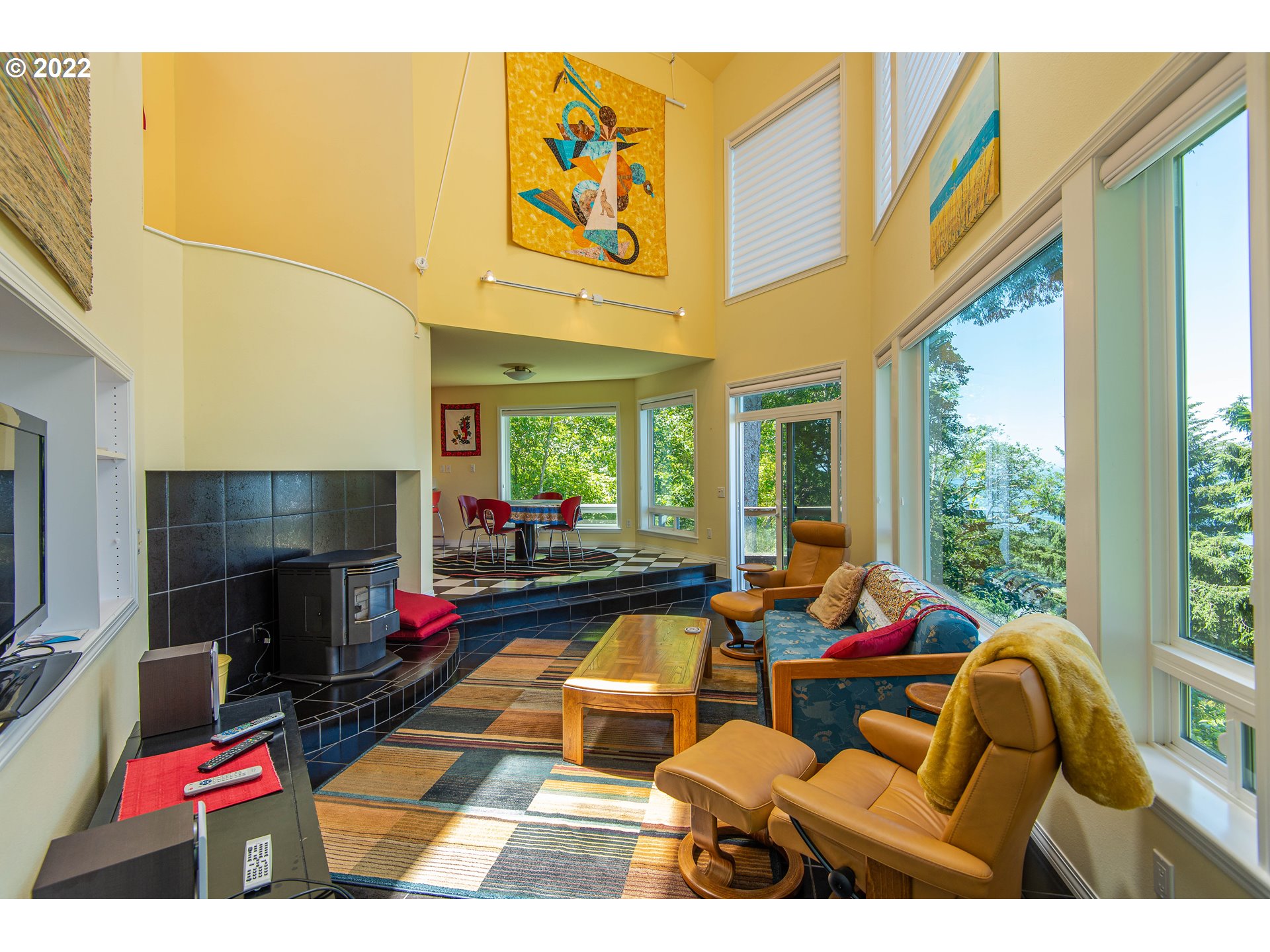 230 Crestview Drive Yachats, OR 97498 - Photo 15 of 31 a living room with patio furniture and a fireplace