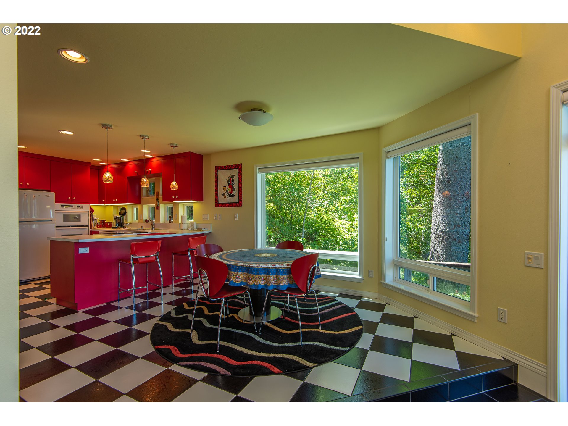 230 Crestview Drive Yachats, OR 97498 - Photo 17 of 31 a view of a dining room with furniture window and outside view