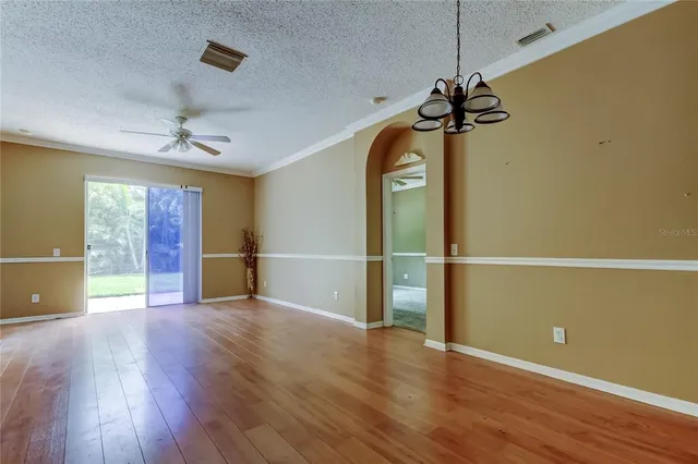 a view of a yard with a palm tree