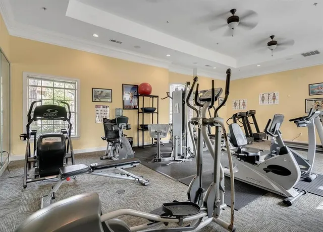 a view of a room with gym equipment