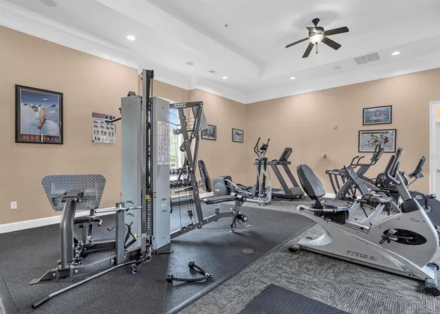 a view of a room with gym equipment
