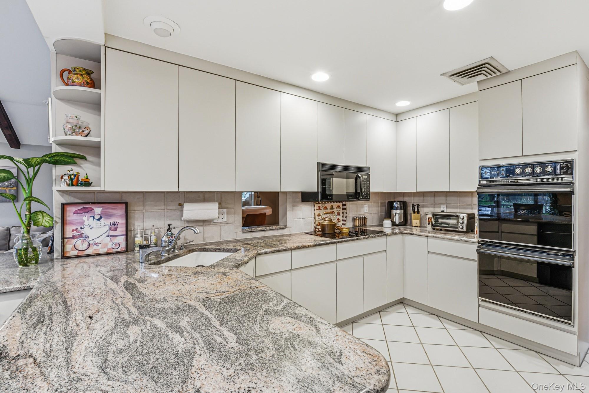 123 Robby Lane Manhasset Hills, NY 11040 - Photo 10 of 30 a kitchen with stainless steel appliances granite countertop a stove top oven a sink a counter space and cabinets