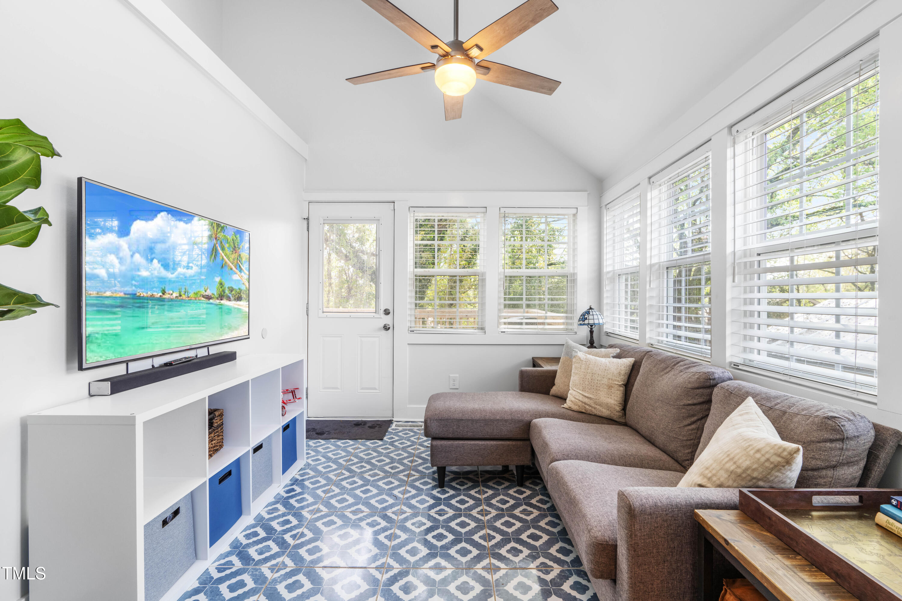 1023 Kent Street Durham, NC 27707 - Photo 34 of 40 a living room with furniture and a flat screen tv