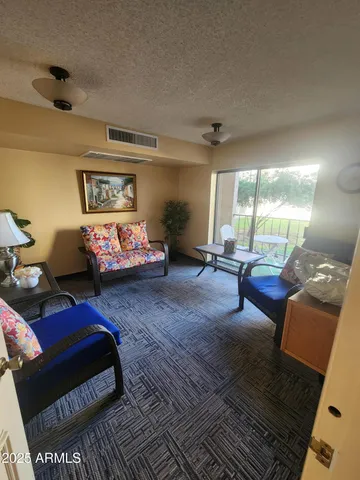 a living room with furniture