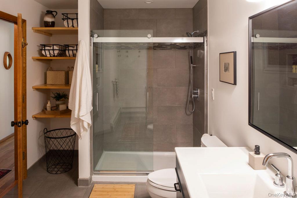 42 Lake Pleasant Road Staatsburg, NY 12580 - Photo 20 of 34 Bathroom featuring vanity, a stall shower, and toilet