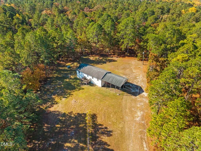 a view of beach and large trees