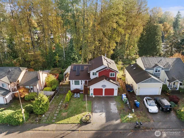 an aerial view of a house