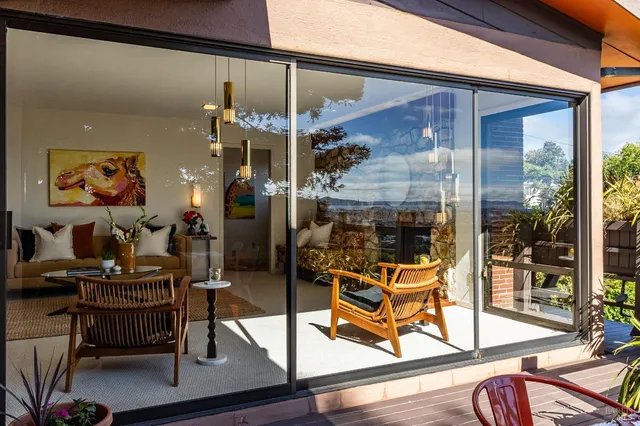 an aerial view of a house