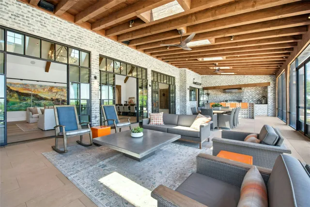 a outdoor space with patio furniture