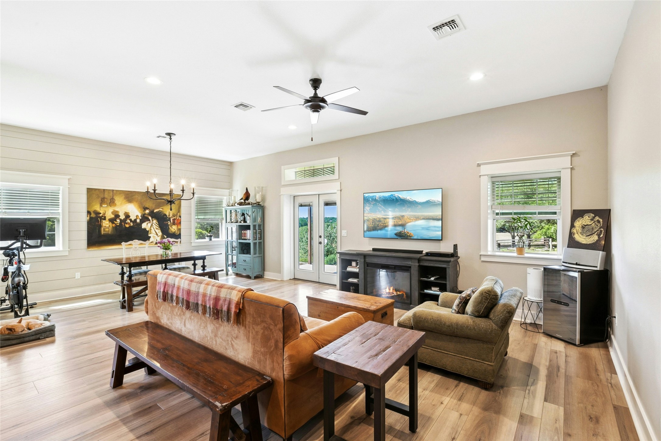 658 Fordtran Road New Ulm, TX 78950 - Photo 40 of 50 a living room with furniture fireplace and flat screen tv