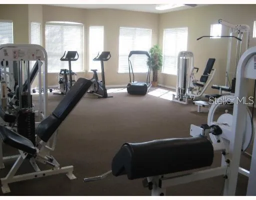 a room with gym equipment