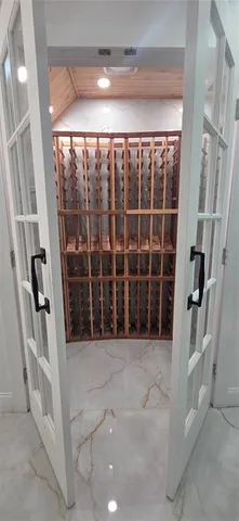 a view of an empty walk in closet