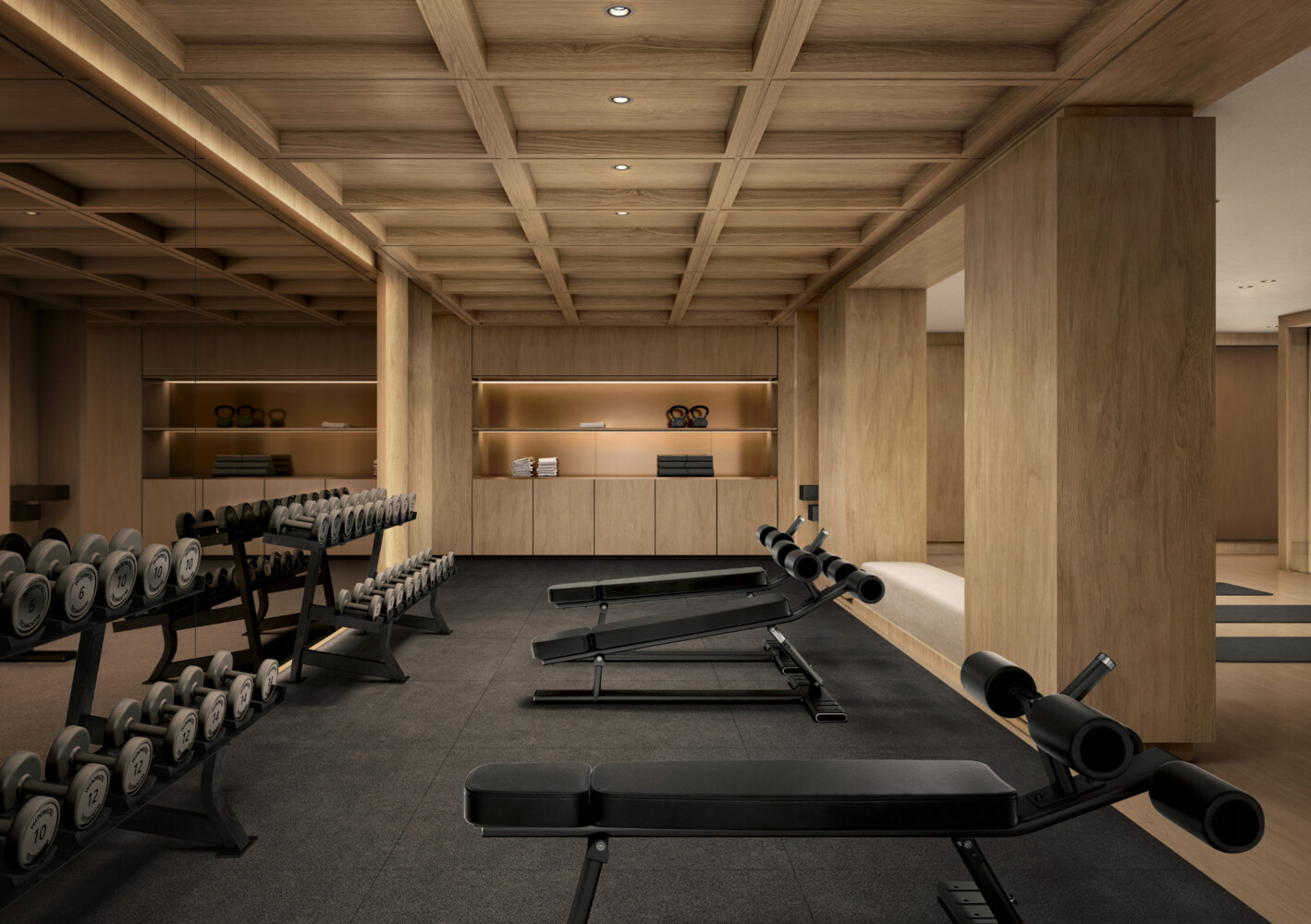 126 East 57th Street, Unit 1805 Manhattan, NY 10022 - Photo 11 of 24 a room with gym equipment and a mirror