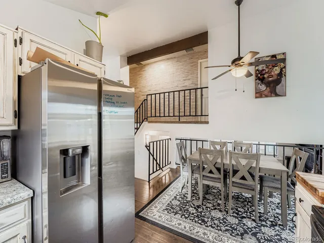 a dining room with furniture