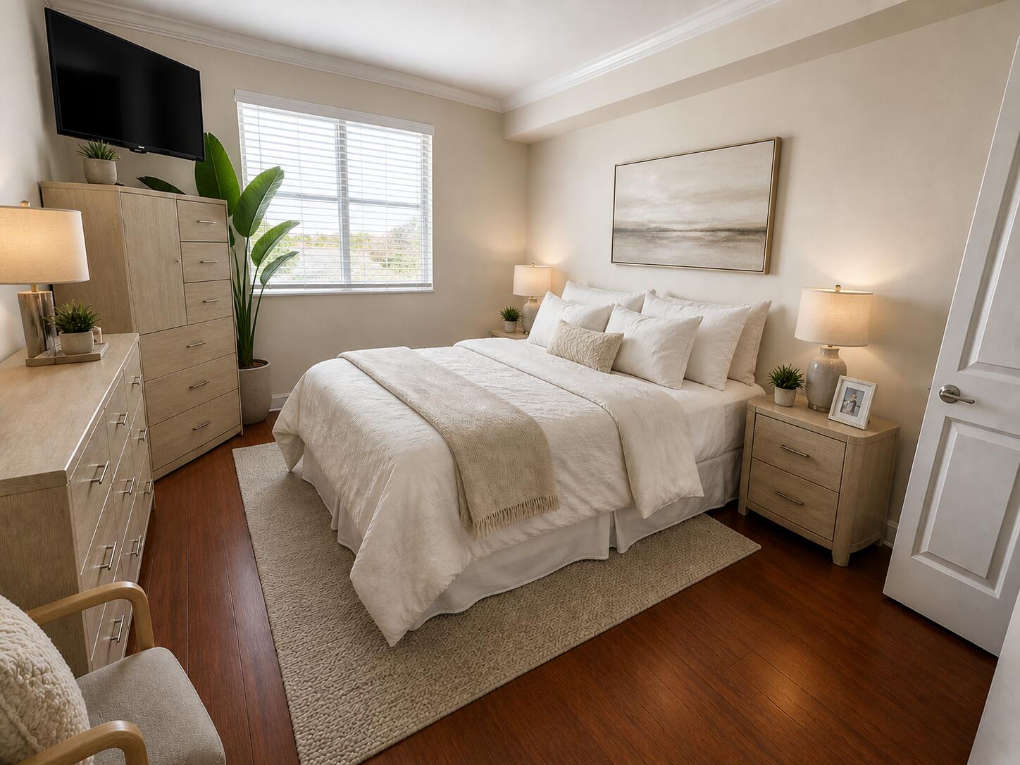 1660 Renaissance Commons Boulevard, Unit 2418 Boynton Beach, FL 33426 - Photo 10 of 18 a bed room with a bed window and mirror