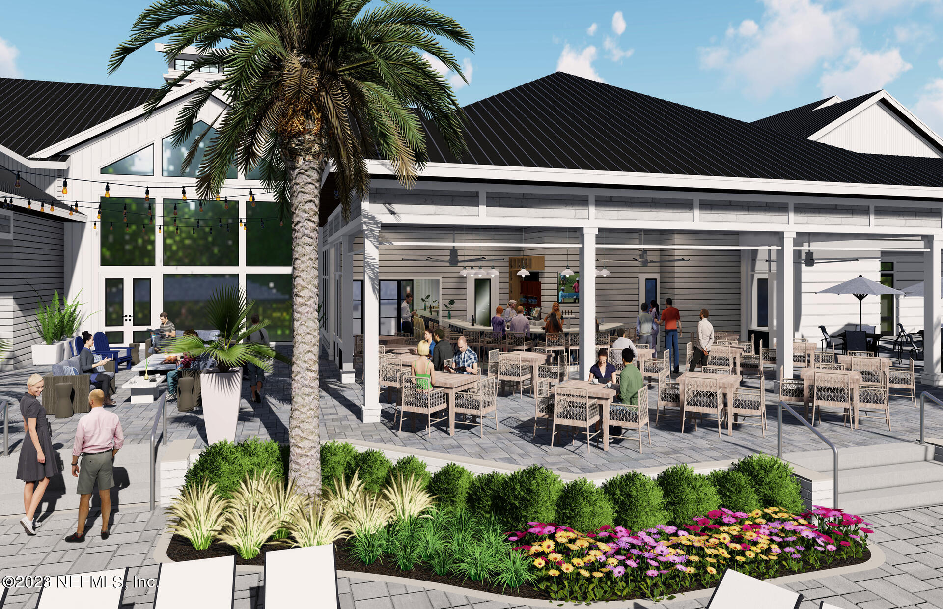 384 Del Webb Parkway Yulee, FL 32097 - Photo 31 of 35 a view of a patio with table and chairs potted plants and palm tree