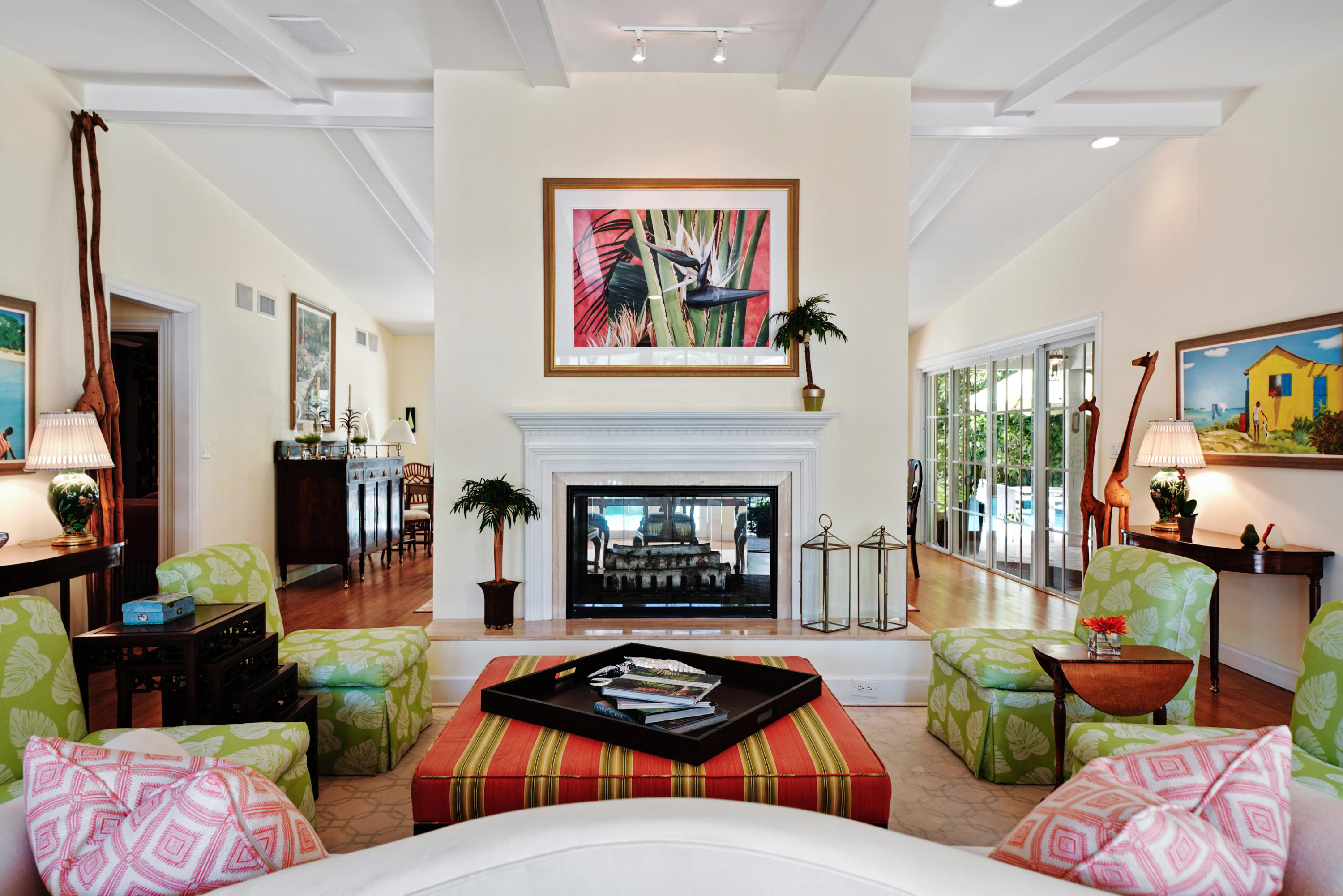 3232 Gulf Stream Road Gulf Stream, FL 33483 - Photo 8 of 36 a living room with furniture a fireplace and a flat screen tv