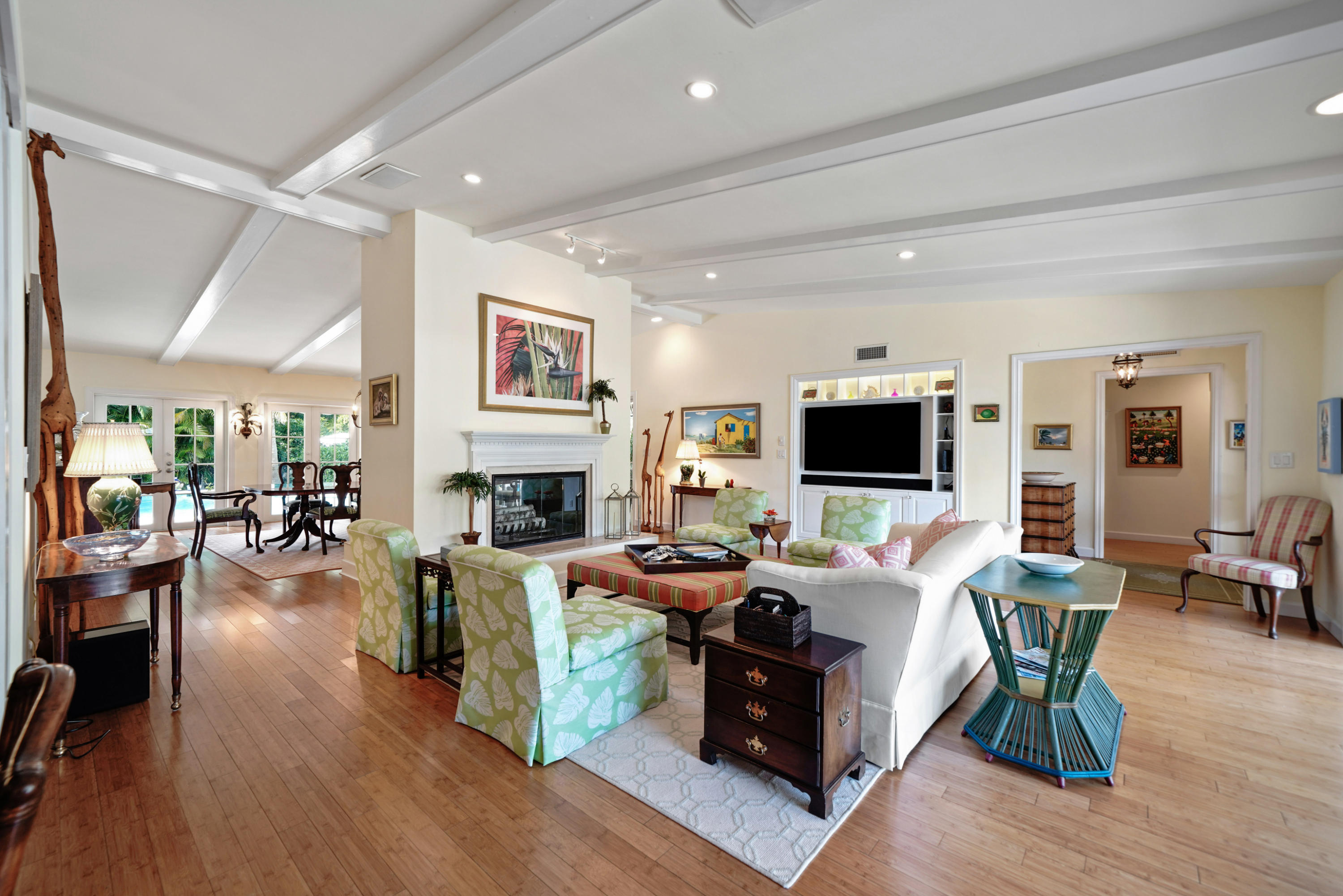 3232 Gulf Stream Road Gulf Stream, FL 33483 - Photo 10 of 36 a living room with fireplace furniture and a flat screen tv