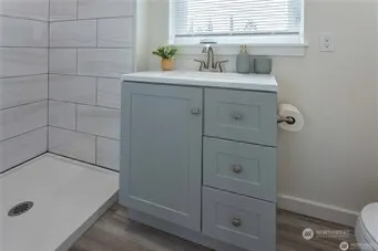 a bathroom with a tub
