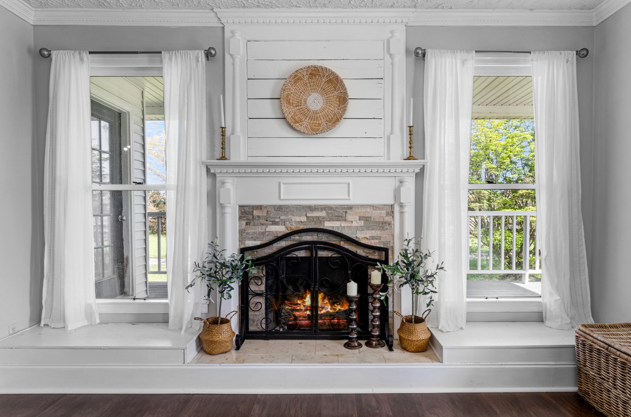 3860 Head Road Adams, TN 37010 - Photo 6 of 32 a living room with a fireplace and a floor to ceiling window