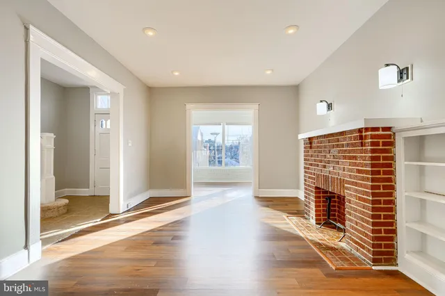 a view of livingroom with wooden floor
