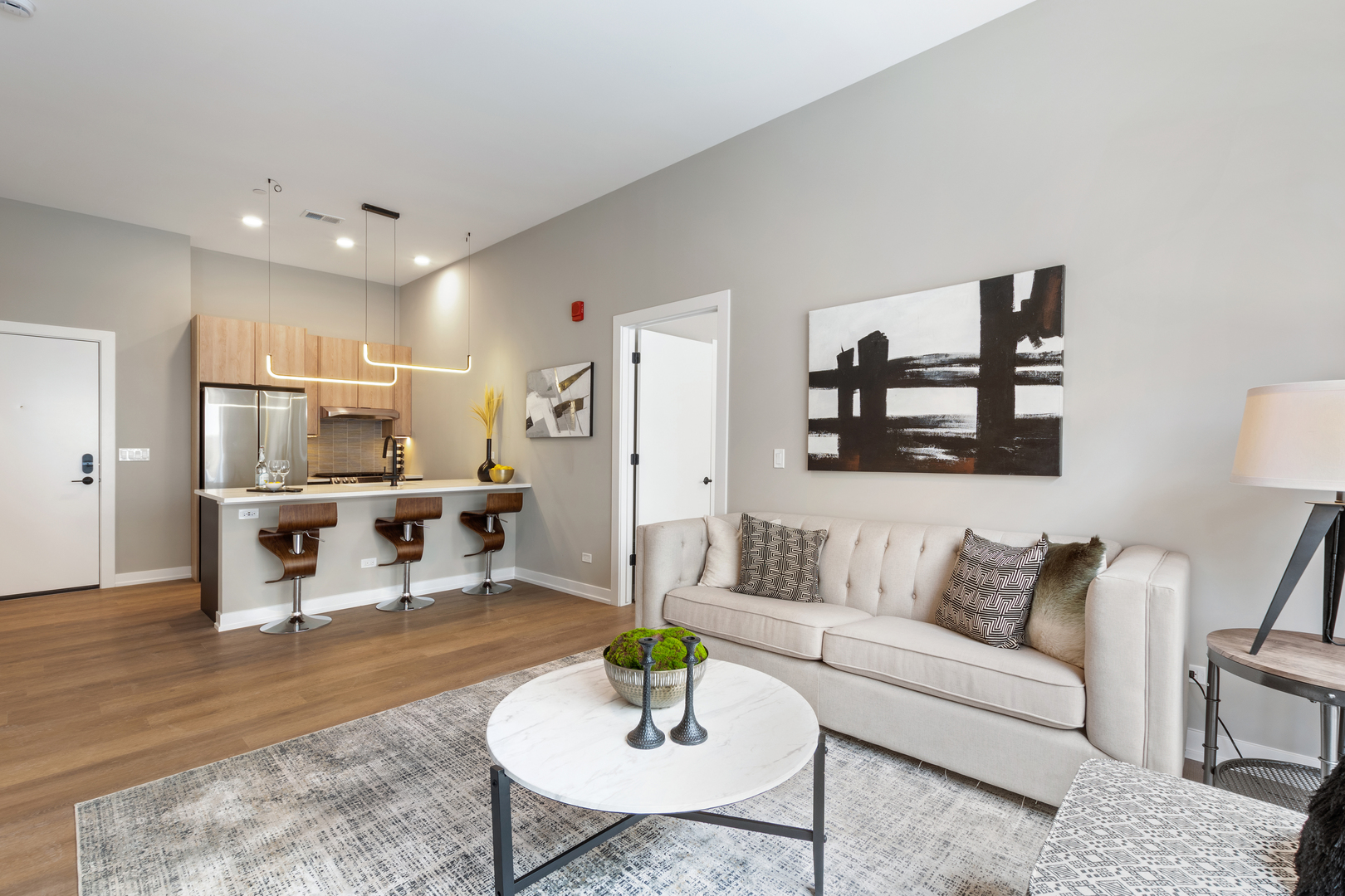 Undisclosed Address Chicago, IL 60657 - Photo 5 of 16 a living room with furniture and view of kitchen