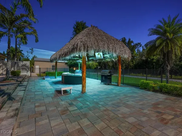 a view of a park with slide