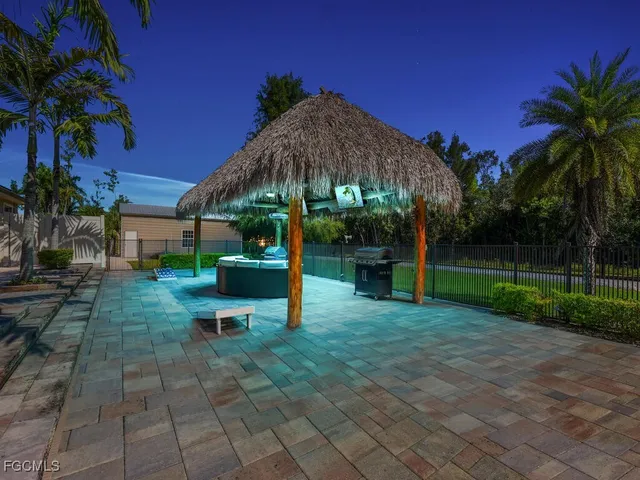 a view of a park with slide