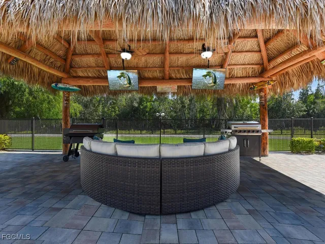 a view of a swimming pool with a patio