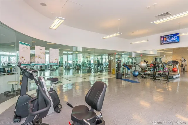a room with gym equipment
