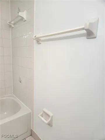 a bathroom with a bathtub