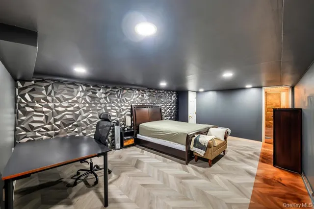 a room with pool table