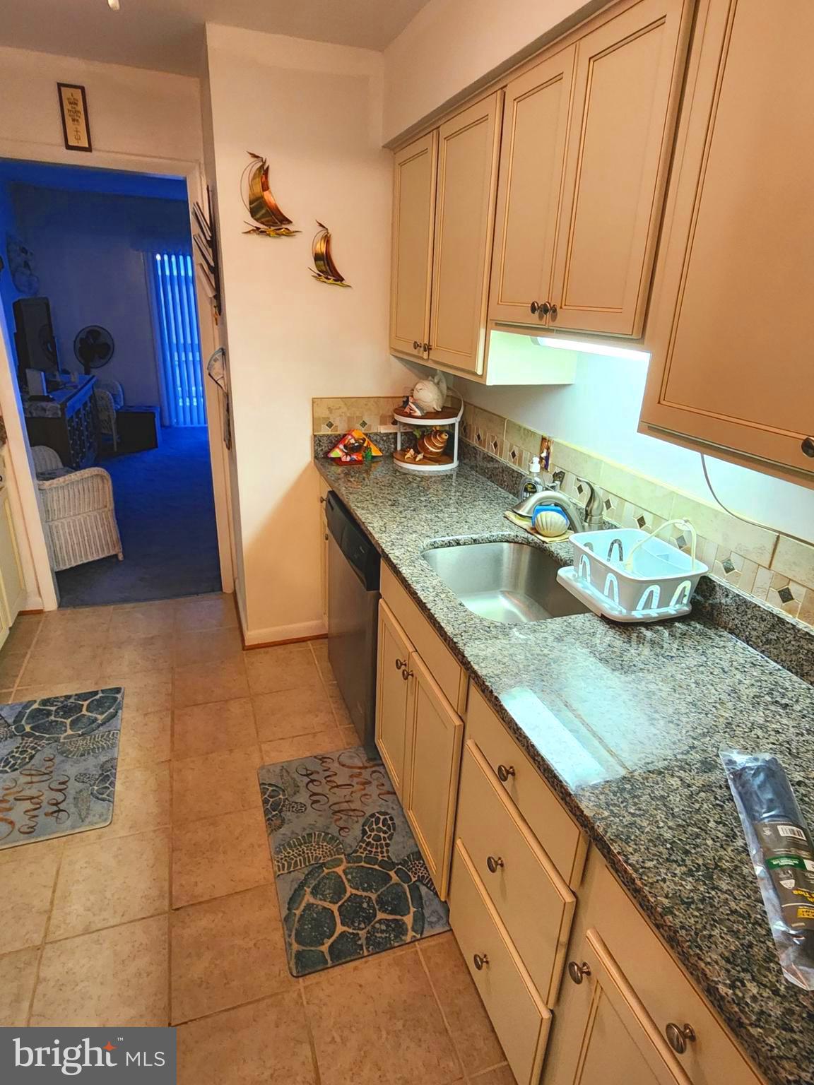 615 Salt Spray Road, Unit 3A Ocean City, MD 21842 - Photo 11 of 23 a kitchen with granite countertop a sink and a white cabinets