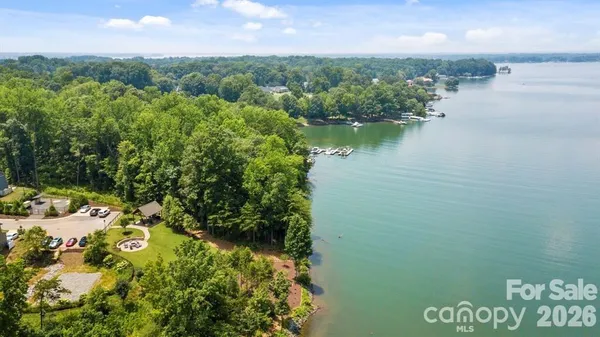 a view of a lake with a city